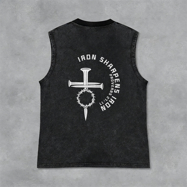 Christianartworkshop Sprüche 27:17 Nagelkreuz Unisex-Tanktop (gewaschen) - image 6