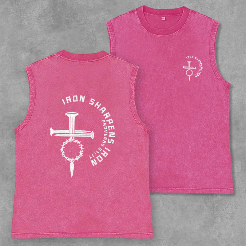 Christianartworkshop Sprüche 27:17 Nagelkreuz Unisex-Tanktop (gewaschen) - Rosa - 2XL - image 22
