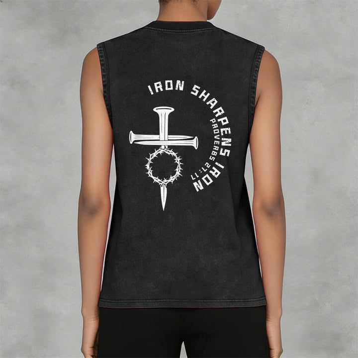 Christianartworkshop Sprüche 27:17 Nagelkreuz Unisex-Tanktop (gewaschen) - image 4