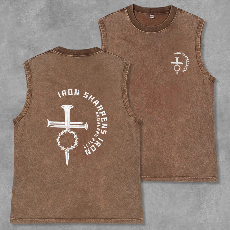 Christianartworkshop Sprüche 27:17 Nagelkreuz Unisex-Tanktop (gewaschen) - Braun - 2XL - image 29