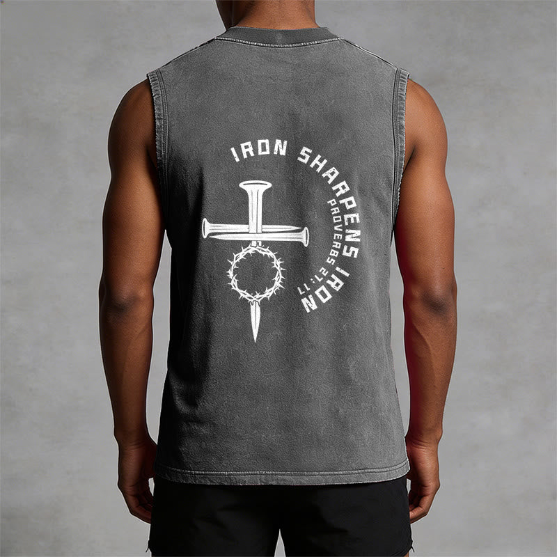 Christianartworkshop Sprüche 27:17 Nagelkreuz Unisex-Tanktop (gewaschen) - image 9