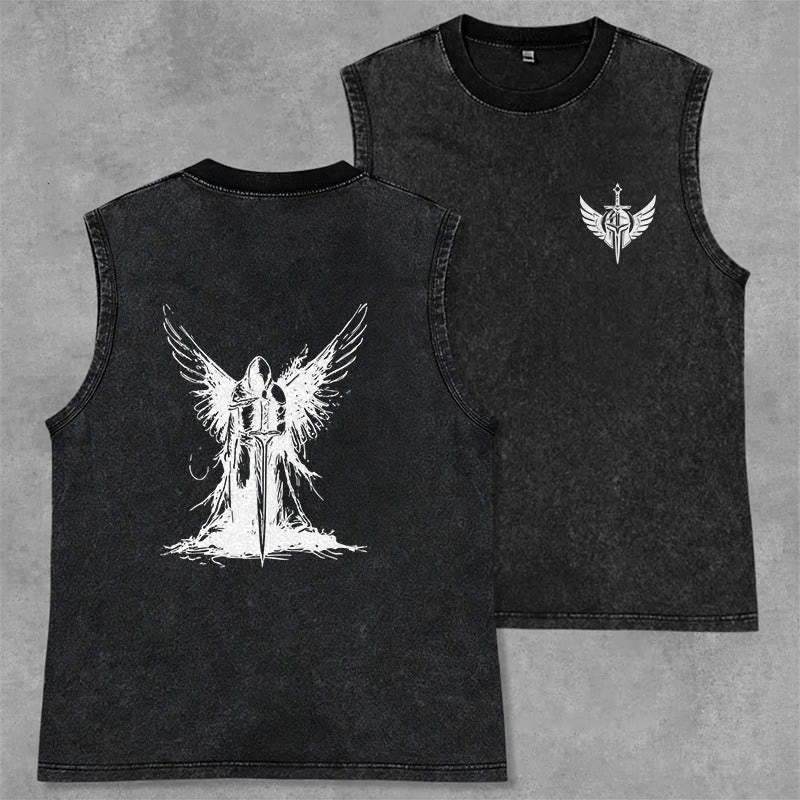 Christianartworkshop Kriegerengel mit Schwert Unisex-Tanktop - Schwarz - 2XL - image 7