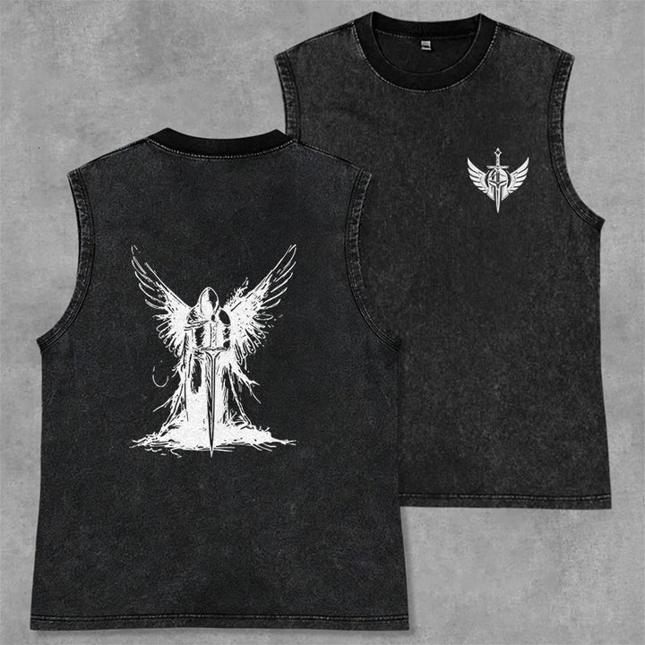 Christianartworkshop Kriegerengel mit Schwert Unisex-Tanktop - Schwarz - 2XL - image 7