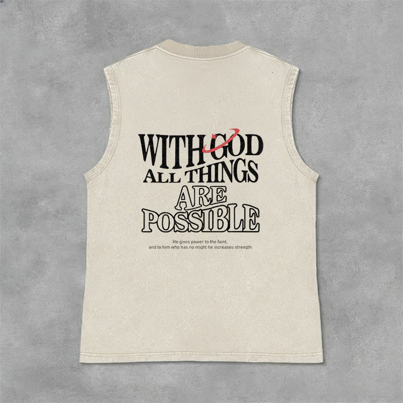 Christianartworkshop Mit Gott ist alles möglich – Gewaschenes Tanktop - Beige - 2XL - image 7