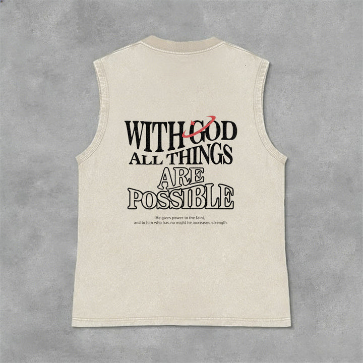 Christianartworkshop Mit Gott ist alles möglich – Gewaschenes Tanktop - Beige - 2XL - image 7