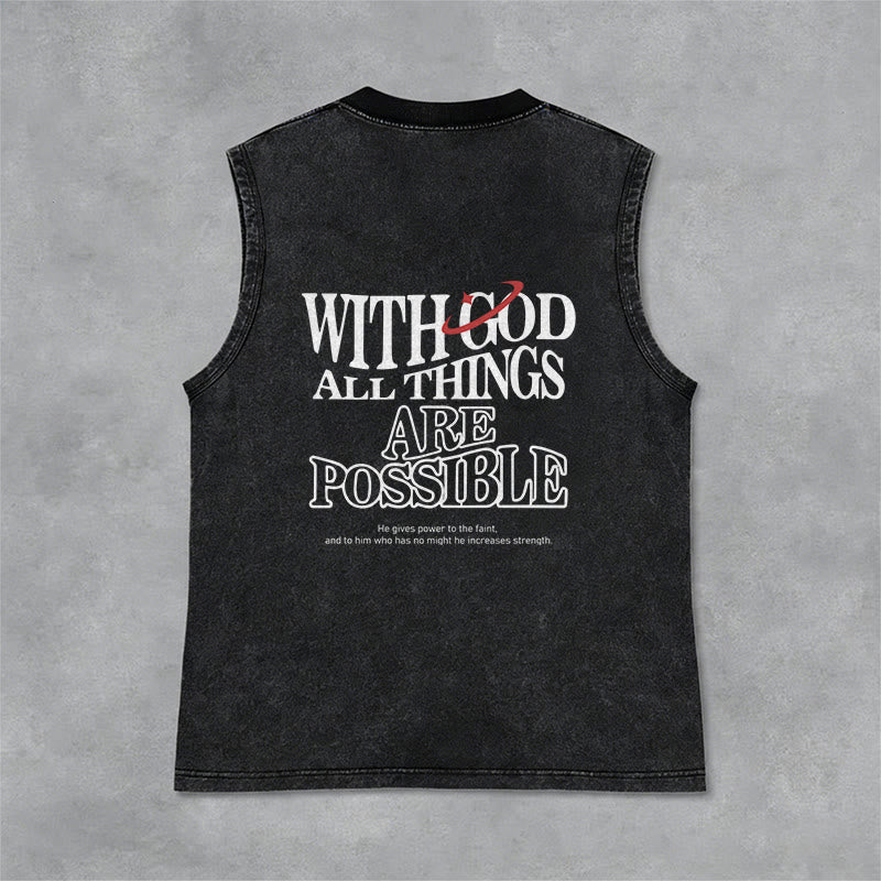 Christianartworkshop Mit Gott ist alles möglich – Gewaschenes Tanktop - Schwarz - 2XL - image 1