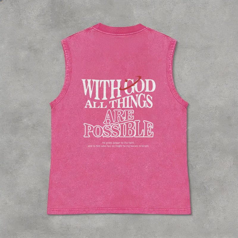 Christianartworkshop Mit Gott ist alles möglich – Gewaschenes Tanktop - Rosa - 2XL - image 10