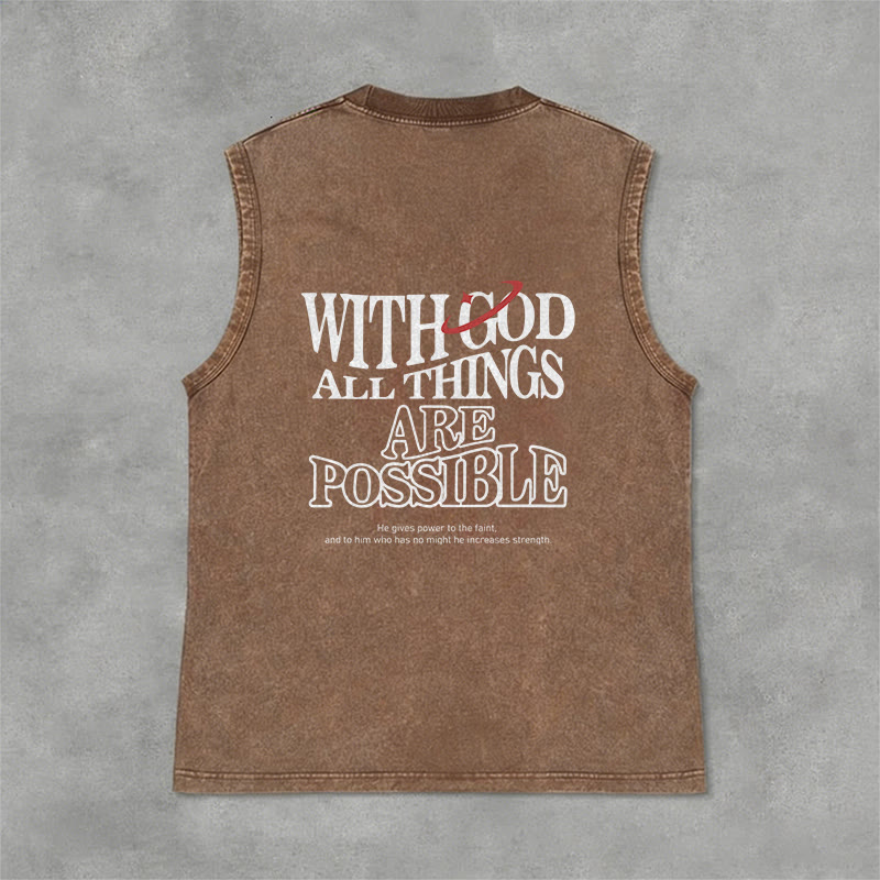 Christianartworkshop Mit Gott ist alles möglich – Gewaschenes Tanktop - Braun - 2XL - image 13