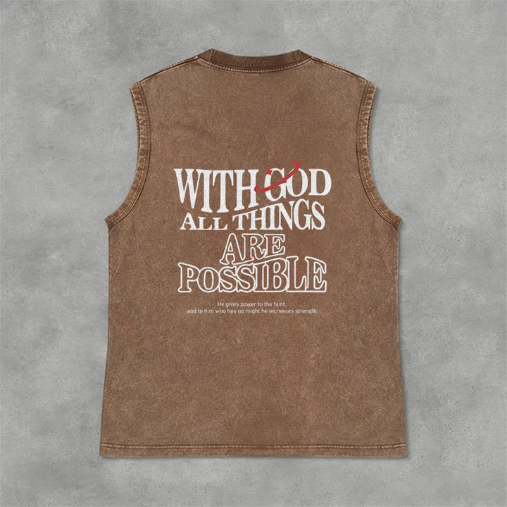 Christianartworkshop Mit Gott ist alles möglich – Gewaschenes Tanktop - Braun - 2XL - image 13