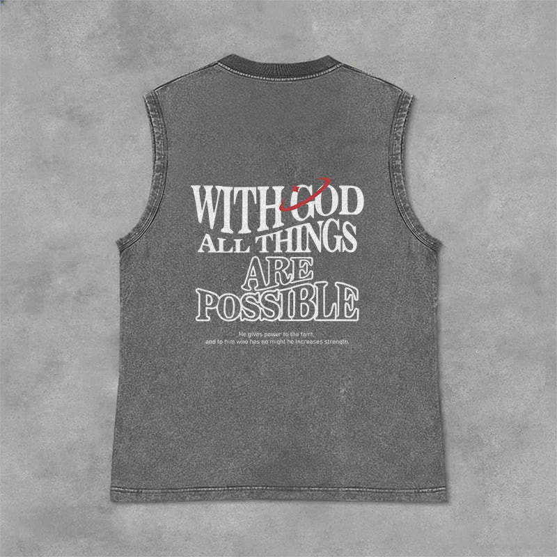 Christianartworkshop Mit Gott ist alles möglich – Gewaschenes Tanktop - Grau - 2XL - image 4