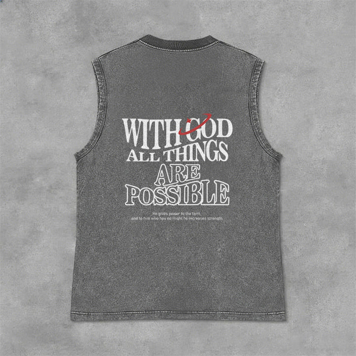 Christianartworkshop Mit Gott ist alles möglich – Gewaschenes Tanktop - Grau - 2XL - image 4
