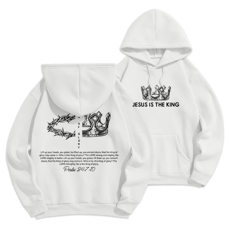 Christianartworkshop Zitat-Stil Jesus ist der König Fleecegefütterter Polyester-Hoodie - Weiß - 2XL - image 7