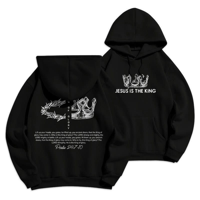 Christianartworkshop Zitat-Stil Jesus ist der König Fleecegefütterter Polyester-Hoodie - Schwarz - 2XL - image 0
