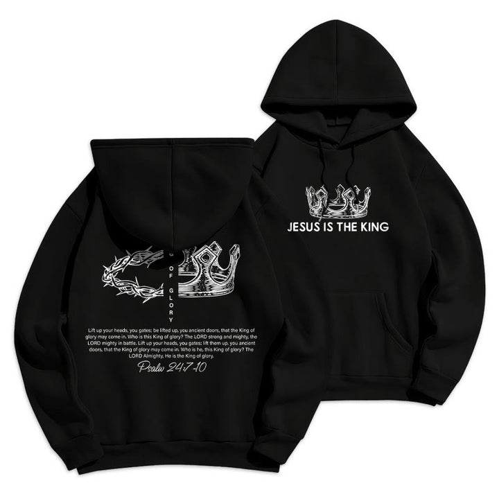 Christianartworkshop Zitat-Stil Jesus ist der König Fleecegefütterter Polyester-Hoodie - Schwarz - 2XL - image 0