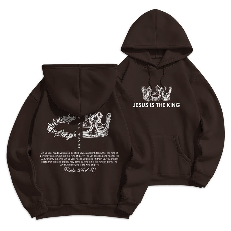 Christianartworkshop Zitat-Stil Jesus ist der König Fleecegefütterter Polyester-Hoodie - Braun - 2XL - image 14