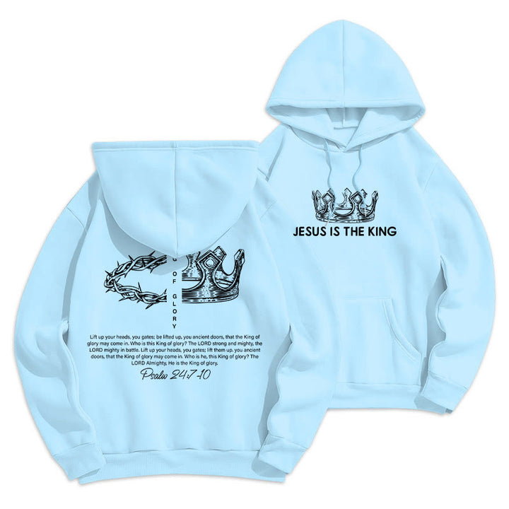 Christianartworkshop Zitat-Stil Jesus ist der König Fleecegefütterter Polyester-Hoodie - Blau - 2XL - image 20
