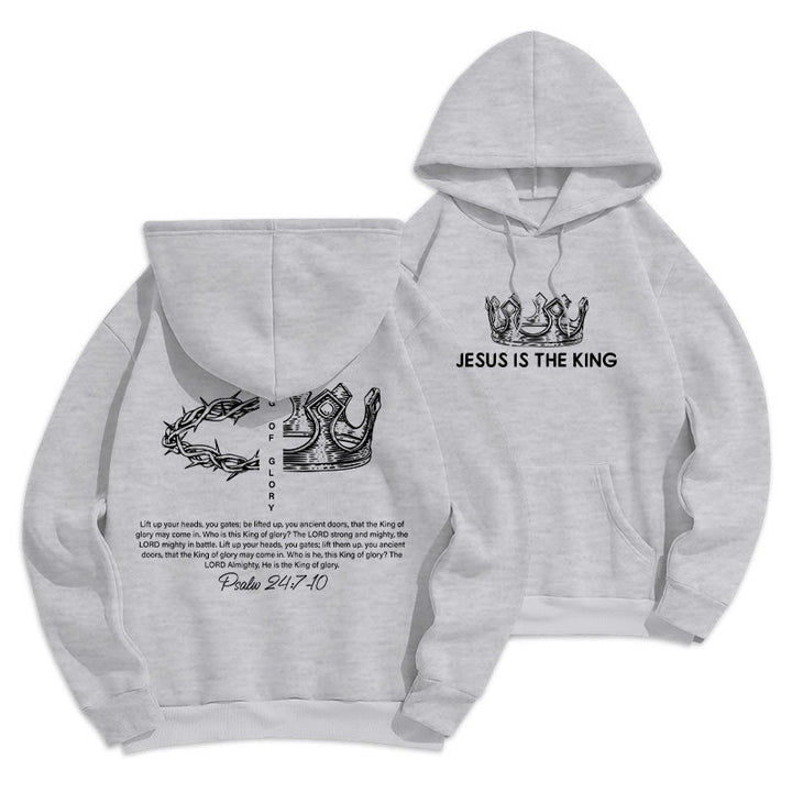 Christianartworkshop Zitat-Stil Jesus ist der König Fleecegefütterter Polyester-Hoodie - Grau - 2XL - image 23