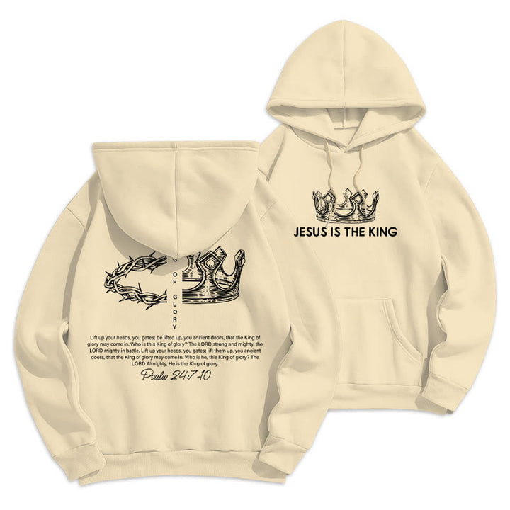 Christianartworkshop Zitat-Stil Jesus ist der König Fleecegefütterter Polyester-Hoodie - Beige - 2XL - image 11