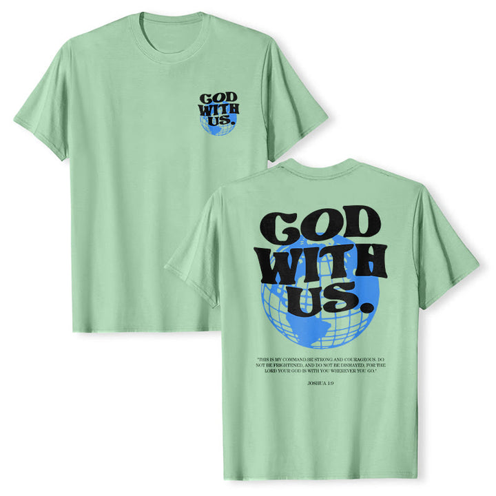 Christianartworkshop Gott mit uns Baumwoll-T-Shirt - Hellgrün - 2XL - image 18