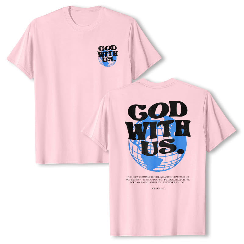 Christianartworkshop Gott mit uns Baumwoll-T-Shirt - Rosa - 2XL - image 12