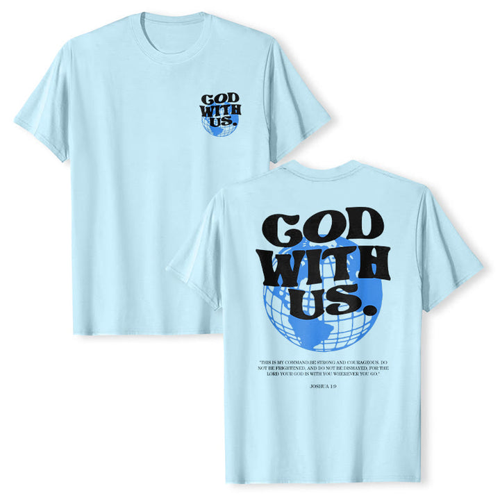 Christianartworkshop Gott mit uns Baumwoll-T-Shirt - Blau - 2XL - image 15