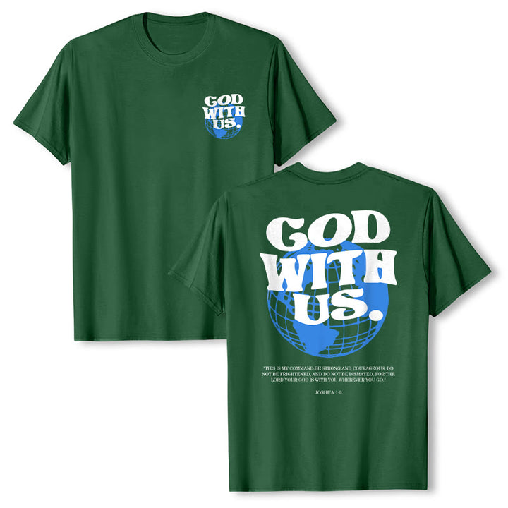Christianartworkshop Gott mit uns Baumwoll-T-Shirt - Dunkelgrün - 2XL - image 21
