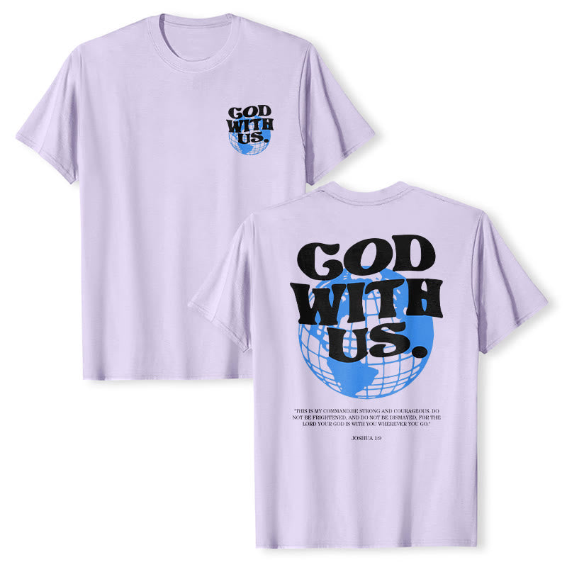 Christianartworkshop Gott mit uns Baumwoll-T-Shirt - Lila - 2XL - image 24