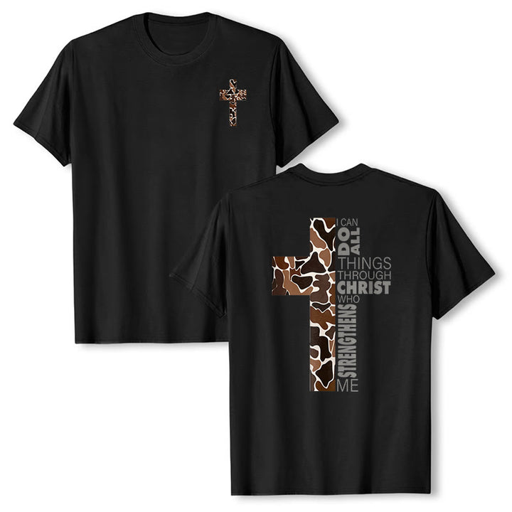 Christianartworkshop Camouflage-Kreuz-Design mit Vers aus Philipper 4,13 – Christliches T-Shirt - Schwarz - 2XL - image 3