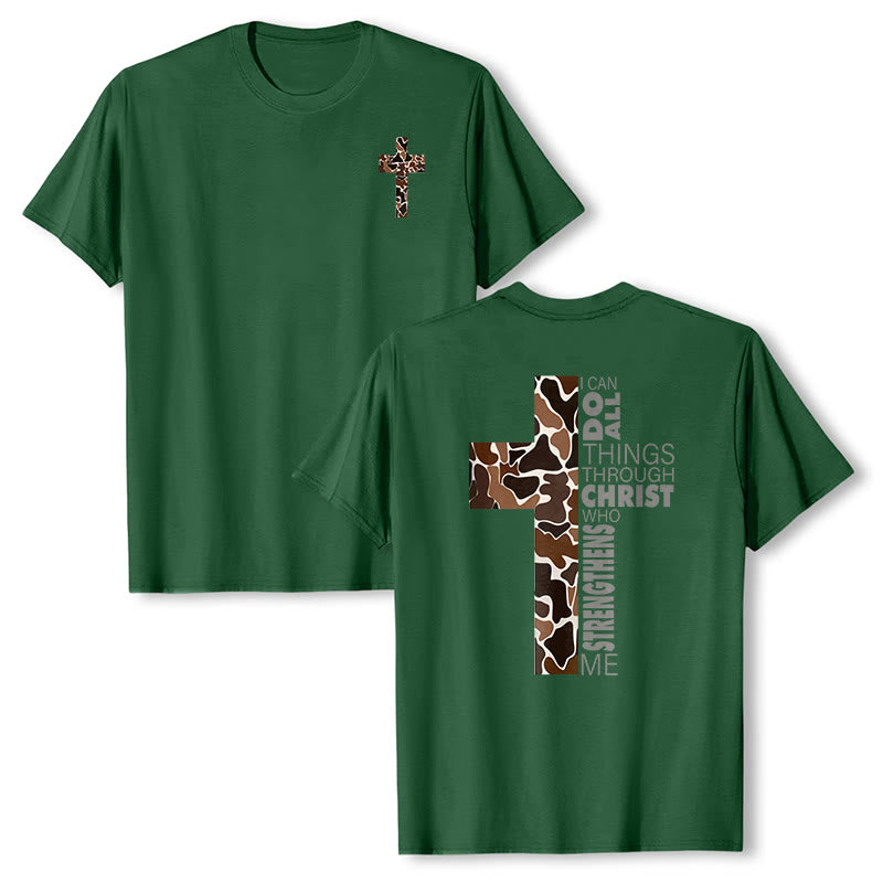 Christianartworkshop Camouflage-Kreuz-Design mit Vers aus Philipper 4,13 – Christliches T-Shirt - Dunkelgrün - 2XL - image 24