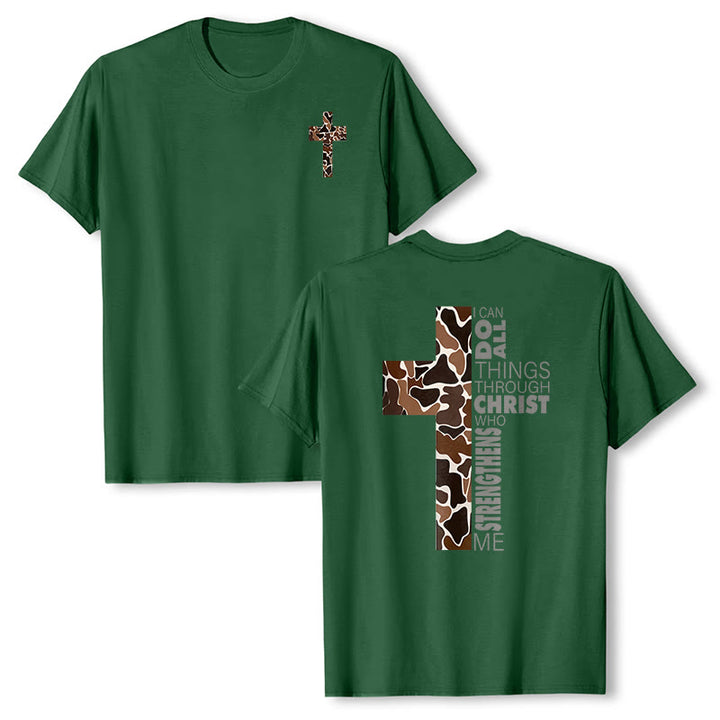 Christianartworkshop Camouflage-Kreuz-Design mit Vers aus Philipper 4,13 – Christliches T-Shirt - Dunkelgrün - 2XL - image 24