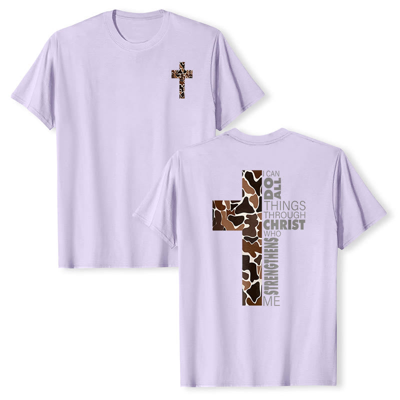 Christianartworkshop Camouflage-Kreuz-Design mit Vers aus Philipper 4,13 – Christliches T-Shirt - Lila - 2XL - image 18