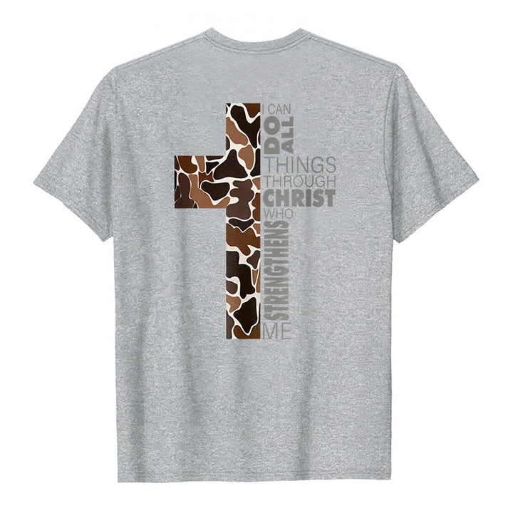 Christianartworkshop Camouflage-Kreuz-Design mit Vers aus Philipper 4,13 – Christliches T-Shirt - image 7