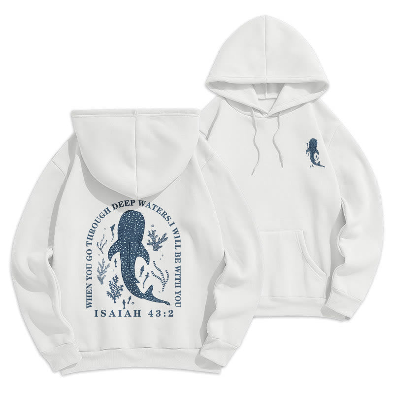Christianartworkshop Moderner, farbenfroher Hoodie „Glaube unter den Wellen“ aus gefüttertem Polyester - Weiß - 2XL - image 0