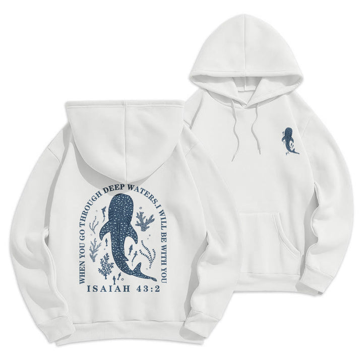Christianartworkshop Moderner, farbenfroher Hoodie „Glaube unter den Wellen“ aus gefüttertem Polyester - Weiß - 2XL - image 0