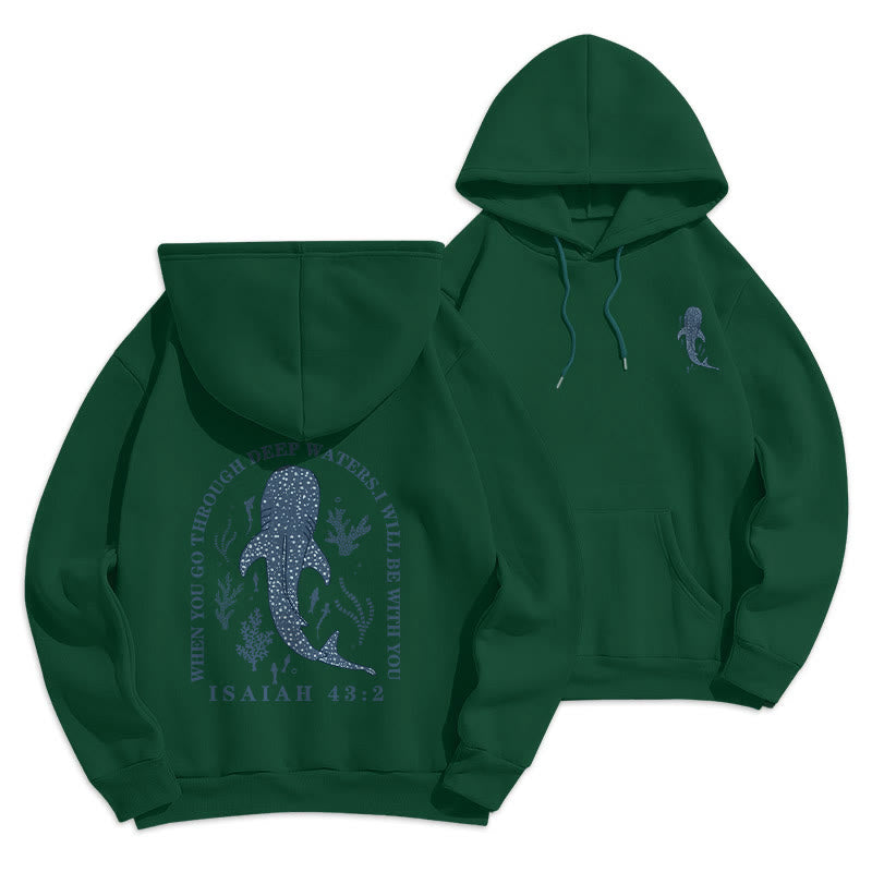 Christianartworkshop Moderner, farbenfroher Hoodie „Glaube unter den Wellen“ aus gefüttertem Polyester - Grün - 2XL - image 15