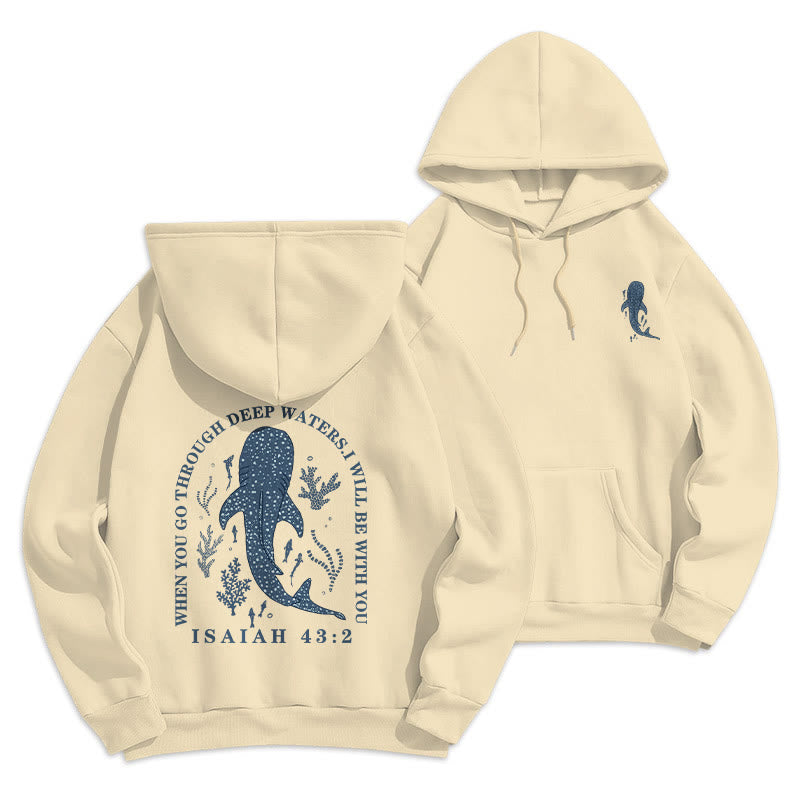 Christianartworkshop Moderner, farbenfroher Hoodie „Glaube unter den Wellen“ aus gefüttertem Polyester - Beige - 2XL - image 3
