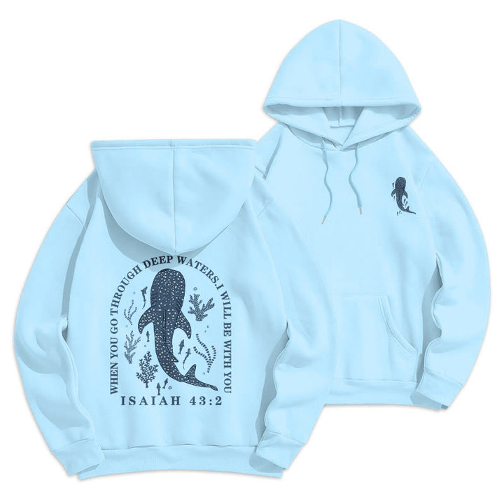 Christianartworkshop Moderner, farbenfroher Hoodie „Glaube unter den Wellen“ aus gefüttertem Polyester - Blau - 2XL - image 6