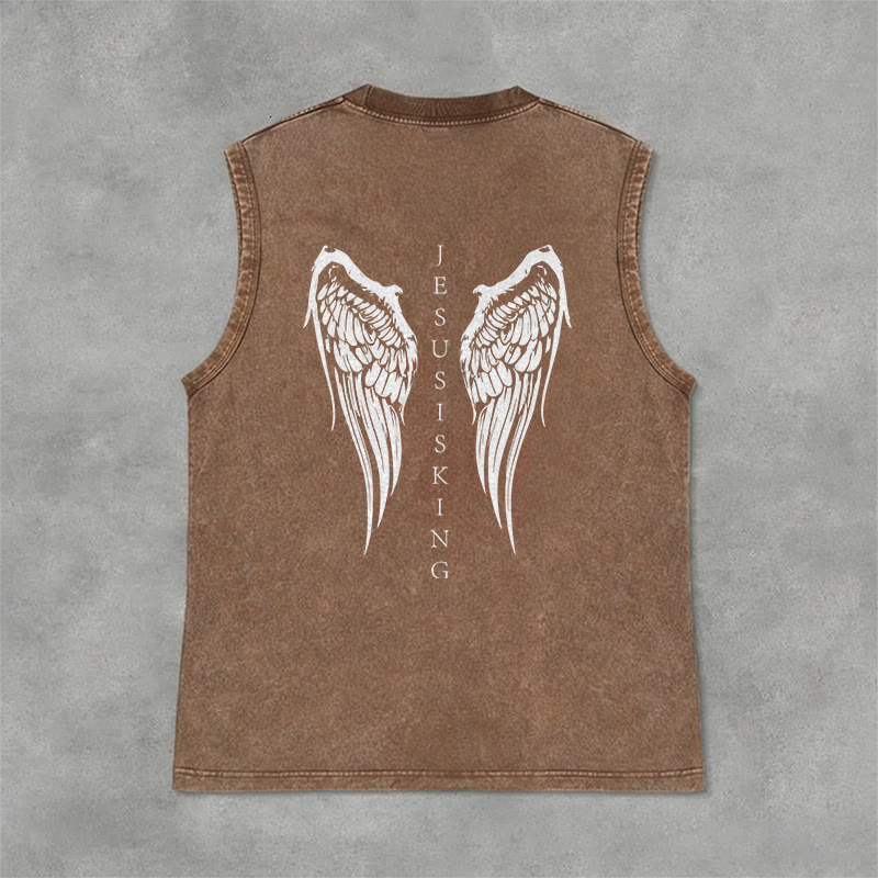Christianartworkshop Jesus ist König – Gewaschenes Tanktop mit Engelsflügeln - image 33