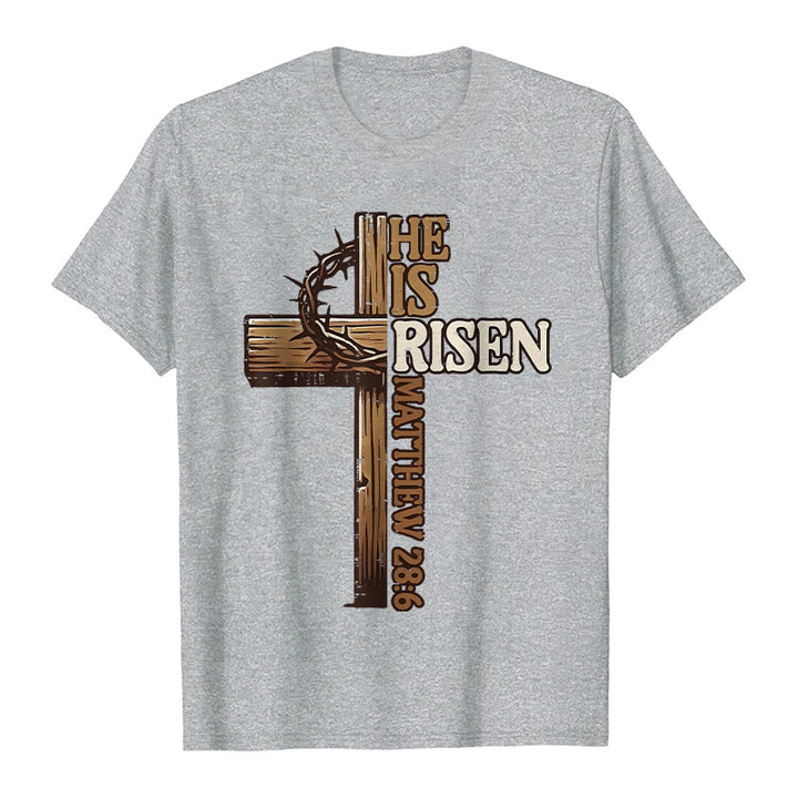 Christianartworkshop Er ist auferstanden – Unisex-T-Shirt mit Kreuz und Dornenkrone - Grau - 2XL - image 8
