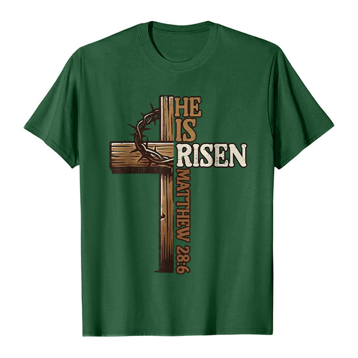 Christianartworkshop Er ist auferstanden – Unisex-T-Shirt mit Kreuz und Dornenkrone - Dunkelgrün - 2XL - image 7