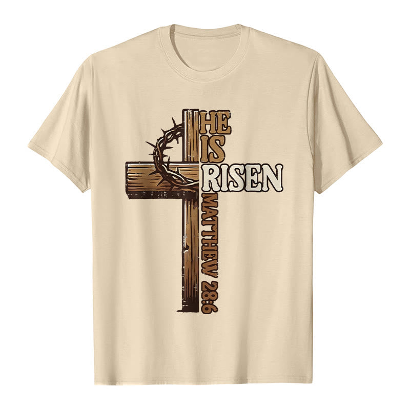 Christianartworkshop Er ist auferstanden – Unisex-T-Shirt mit Kreuz und Dornenkrone - Beige - 2XL - image 0