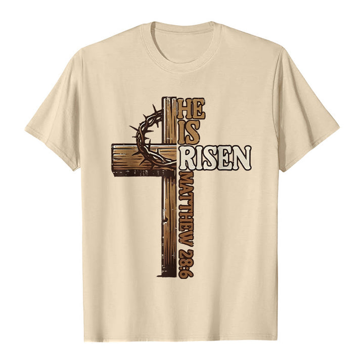 Christianartworkshop Er ist auferstanden – Unisex-T-Shirt mit Kreuz und Dornenkrone - Beige - 2XL - image 0