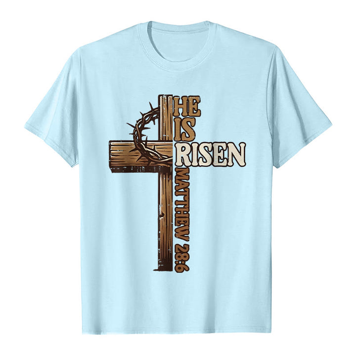 Christianartworkshop Er ist auferstanden – Unisex-T-Shirt mit Kreuz und Dornenkrone - Hellblau - 2XL - image 1