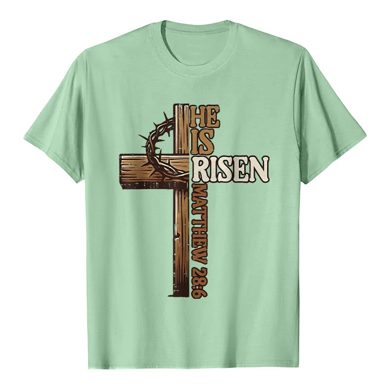 Christianartworkshop Er ist auferstanden – Unisex-T-Shirt mit Kreuz und Dornenkrone - Hellgrün - 2XL - image 5