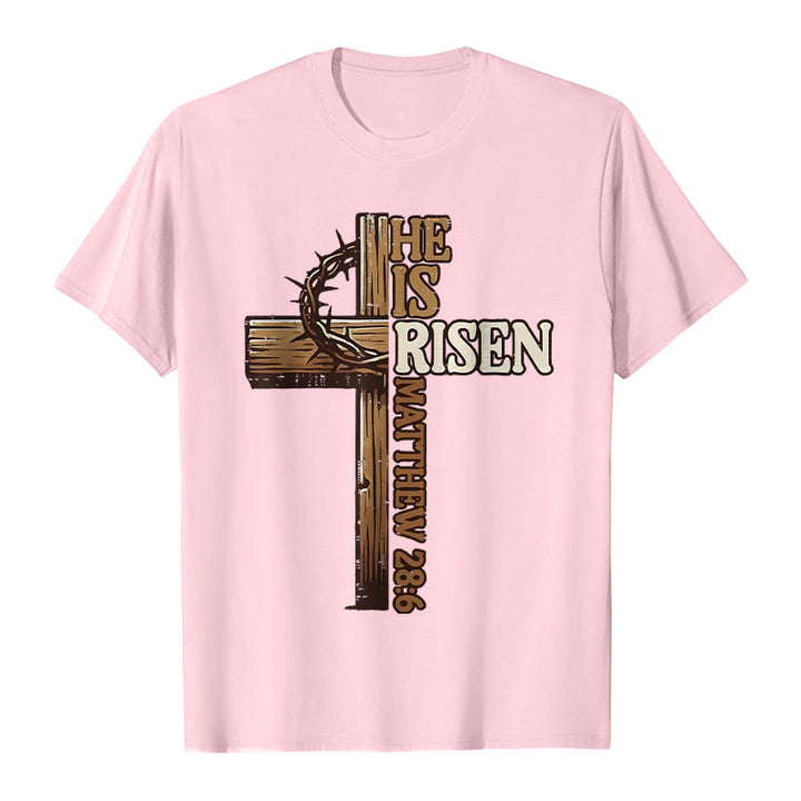 Christianartworkshop Er ist auferstanden – Unisex-T-Shirt mit Kreuz und Dornenkrone - Hellrosa - 2XL - image 3