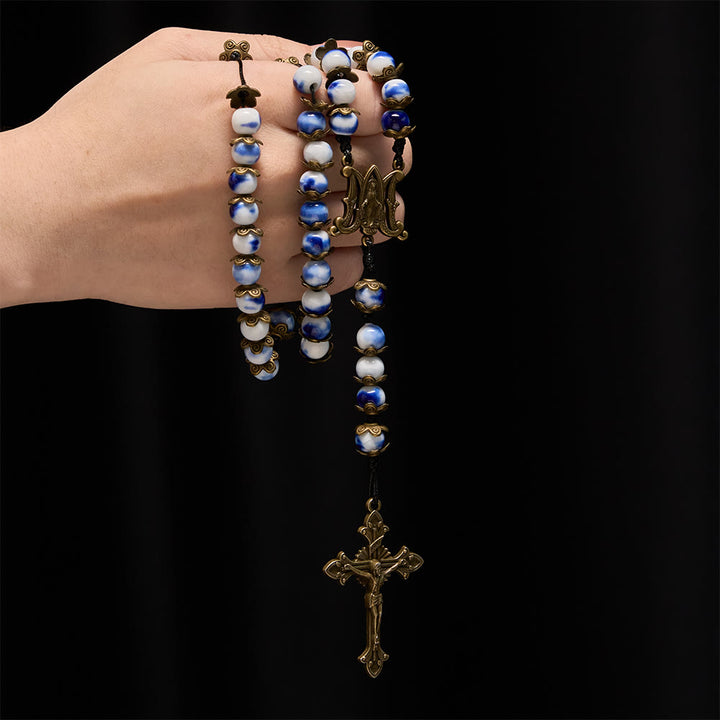 Christianartworkshop Blau-weißer Rosenkranz mit Wundermedaille: Ein Zeichen himmlischer Fürsprache - image 1
