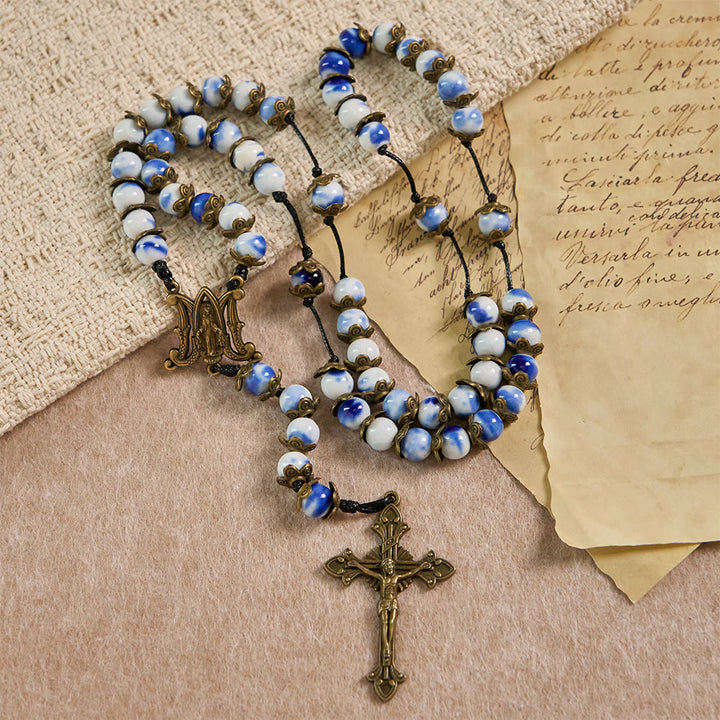 Christianartworkshop Blau-weißer Rosenkranz mit Wundermedaille: Ein Zeichen himmlischer Fürsprache - image 4