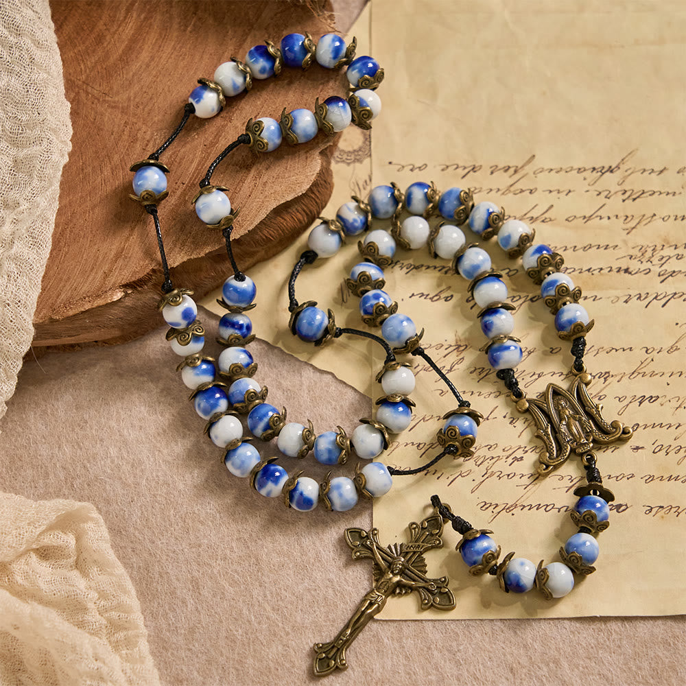 Christianartworkshop Blau-weißer Rosenkranz mit Wundermedaille: Ein Zeichen himmlischer Fürsprache - image 5