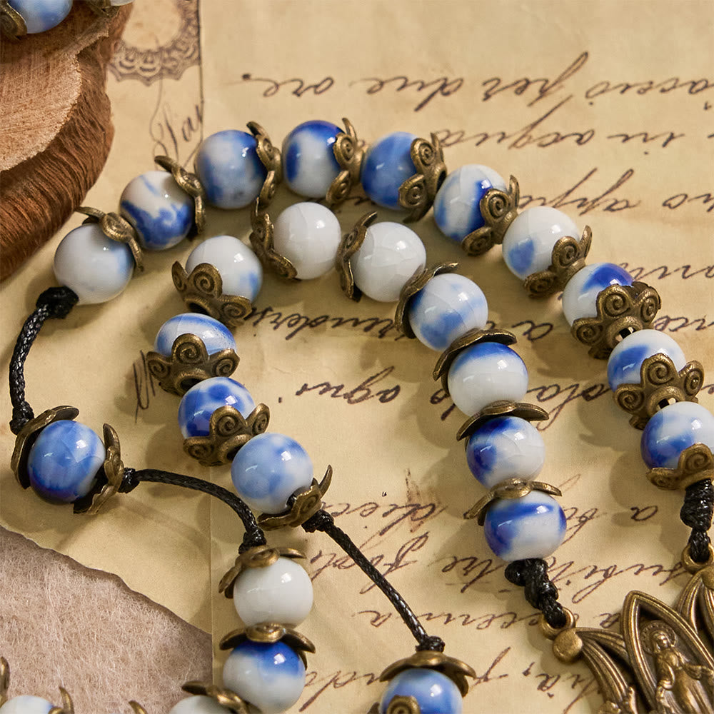 Christianartworkshop Blau-weißer Rosenkranz mit Wundermedaille: Ein Zeichen himmlischer Fürsprache - image 6