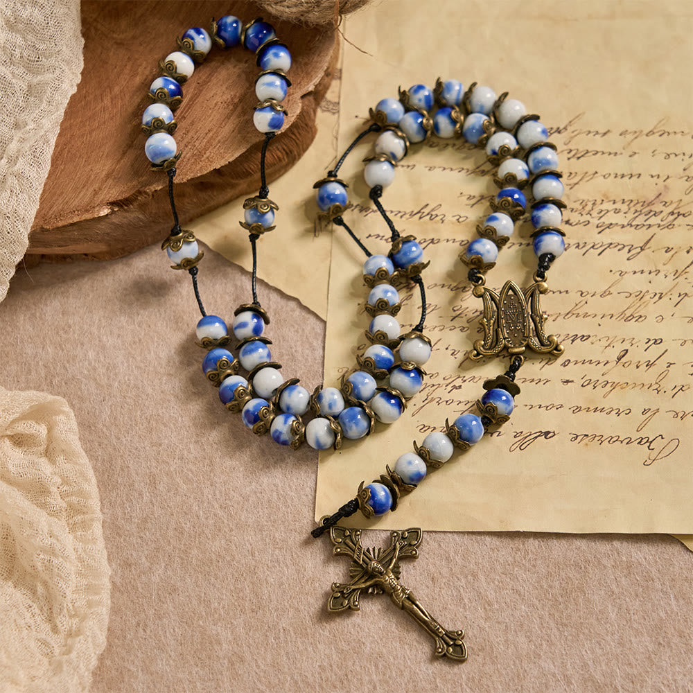 Christianartworkshop Blau-weißer Rosenkranz mit Wundermedaille: Ein Zeichen himmlischer Fürsprache - image 2